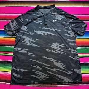 Nike Dri-Fit ADV Tiger Woods Men L Polo Shirt Blade Collar Camo Golf‎ DA3072-068